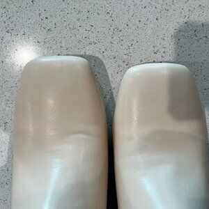 SOLD-OUT Dolce Vita Cream Square-Toe Leather Booties – Size 13M – Wood Heel